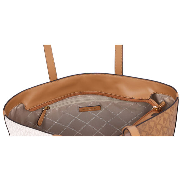 Michael Kors Jet Set Travel Medium Zip Top Tote Deer Multi Vanilla MK Signature - Picture 5 of 6